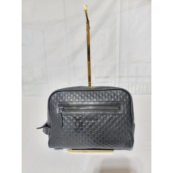 Authentic GG Microguccissima Leather Toiletry Case Black 419775 - Picture 1 of 16